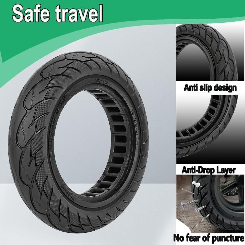 Gwansiry إطارات صلبة سكوتر كهربائي 10x2.5، 60/70-6.5 بديل للإطارات المطاطية بدون أنبوب لسيغواي ناينبوت G30 / G30D / G30P / G30E / G30LP / G30D II / G30 ماكس و غوتراكس G5/G6/G ماكس و هيبوي S2 ماكس - أسود (1 قطعة) - Image 4
